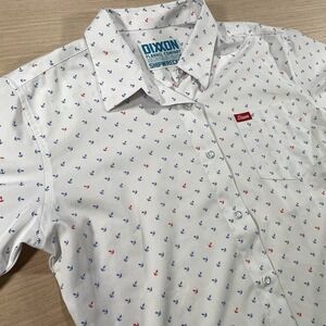 Dixxon Flannel Co Shipwrecked Party Shirt Womens Size XL White Anchor Nautical